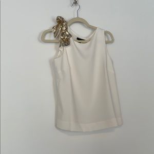 Cream j. Crew sleeveless blouse with gold bow 2